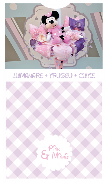 Lumanare de botez pentru fetite cu Minnie Mouse roz, 65x4 cm, Pink Minnie 1
